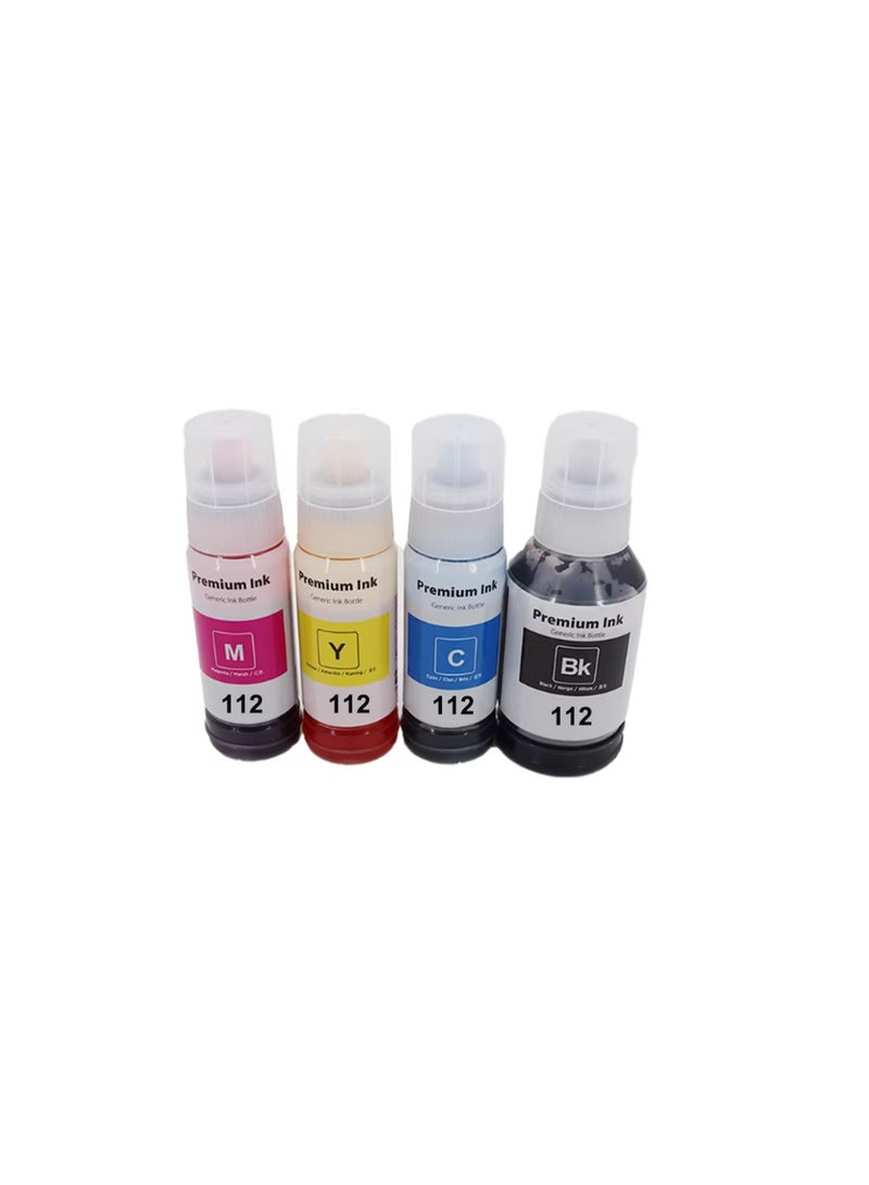 112 Ink Compatible with Epson 112 C13T06C14A C13T06C24A C13T06C34A C13T06C44A Ink Container Refill Ink Multipack for ECOTANK L6490 L6550 L6570 L6580 L1116 0 L15 0150 L15160 L15180(4-Pack) - Image 1